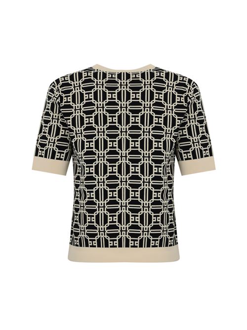 Maglia logo in viscosa jacquard nero burro Elisabetta Franchi | MK19B47E2685